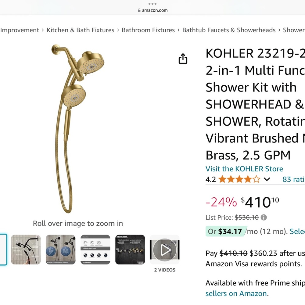 Vibrant Brushed Brass Shower Kit